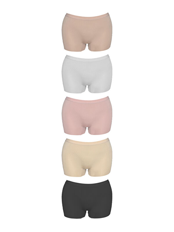 Cottonhill Basic Lazer Kesim Dikişsiz Kadın Boxer Külot 5'Li Paket