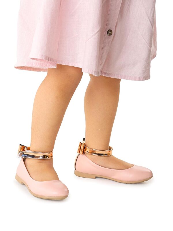 Cırtlı Kız Çocuk Fiyonklu Babet Ayakkabı Ege 205 Cilt Bilekten Bağlamalı - Görsel 3