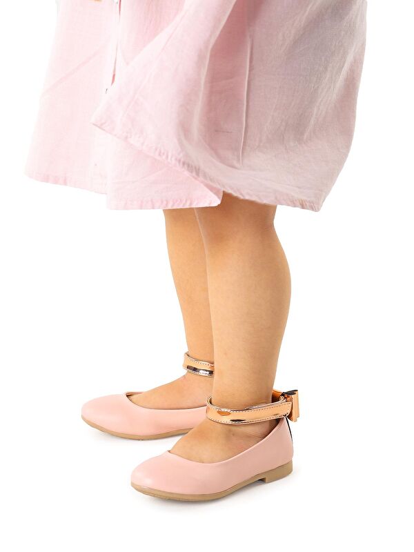 Cırtlı Kız Çocuk Fiyonklu Babet Ayakkabı Ege 205 Cilt Bilekten Bağlamalı - Görsel 4