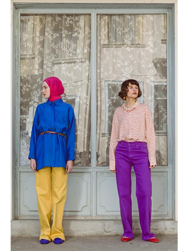 ALLDAY Mor-Wide Leg Yüksek Bel Pantolon
