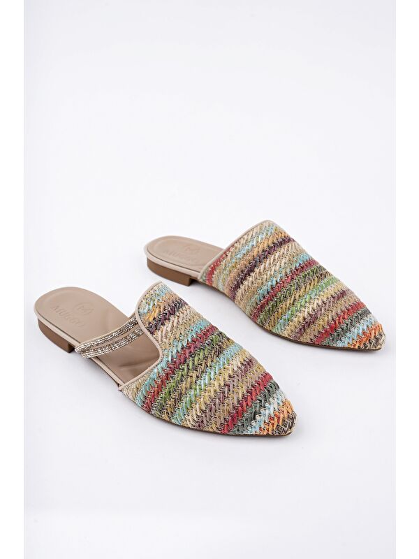 JAYLİN Önü Kapalı Kadın Taşlı Günlük Hasır Terlik - Görsel 6