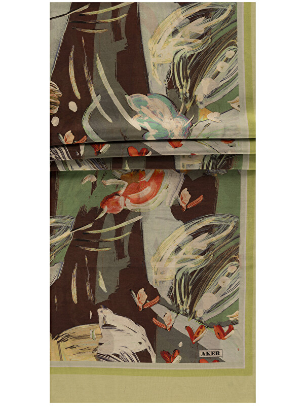 AKER Yeşil 75X200 İpek Pamuk Şal