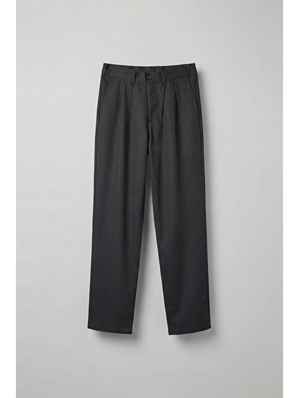 Abluka Online Erkek Beli Lastikli Desenli Baggy Pantolon Siyah