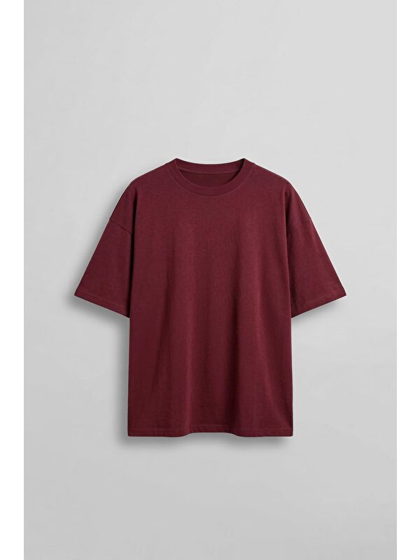 Abluka Online Erkek Boxy Fit Basic %100 Pamuklu T-Shirt Kırmızı