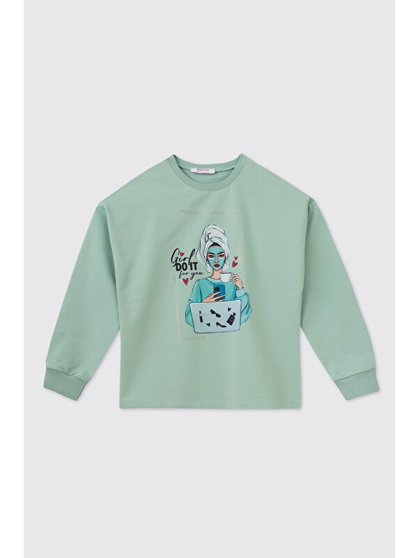 Panço Kız Çocuk Mint Sweatshirt