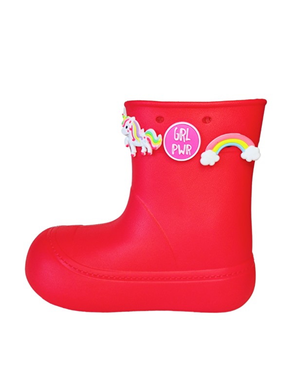 Kırmızı Yağmur Botu + Geyikli+Çorap Set - Görsel 5