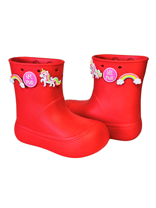 Kırmızı Yağmur Botu + Geyikli+Çorap Set - Görsel 6