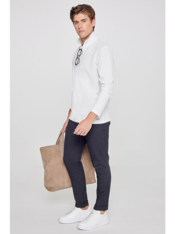 AC&Co / Altınyıldız Classics Erkek Antrasit Slim Fit Rahat Kesim Beli Bağlamalı Yan Cepli Jogger Pantolon