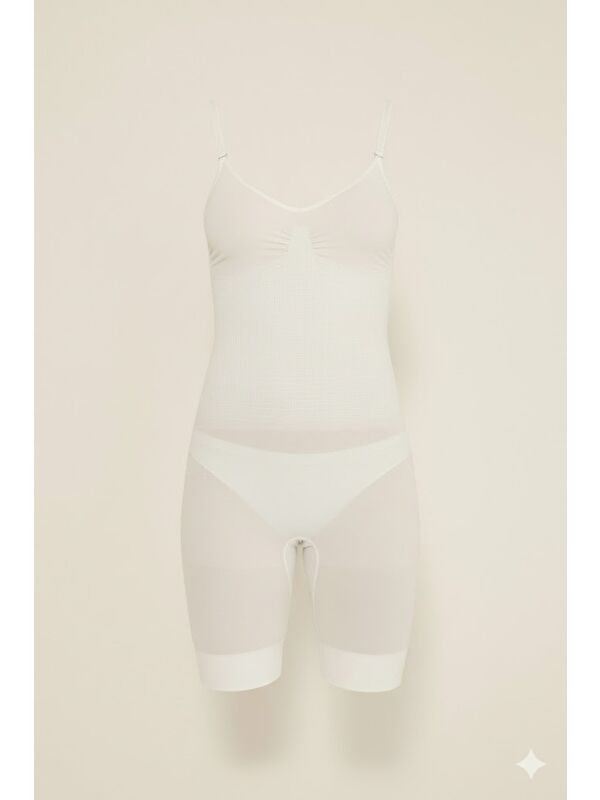 C&City C12011 Kadın Body Boxer Korse Beyaz