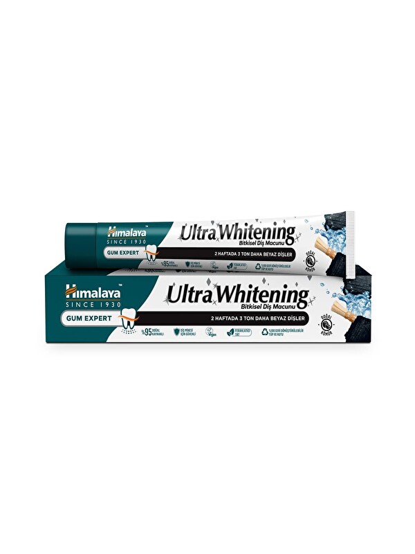 Himalaya Since 1930 Ultra Whitening Bitkisel Beyazlatıcı Diş Macunu 75 ml, Kimyasal Beyazlatıcı İçermez, Aktif Kömür