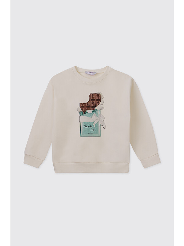 Panço Kız Bebek Ekru Sweatshirt