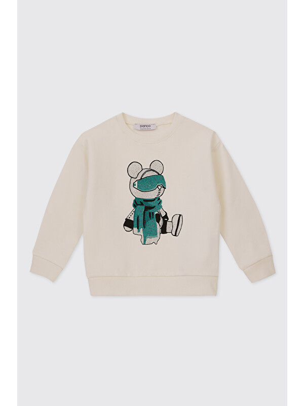 Panço Kız Bebek Ekru Sweatshirt
