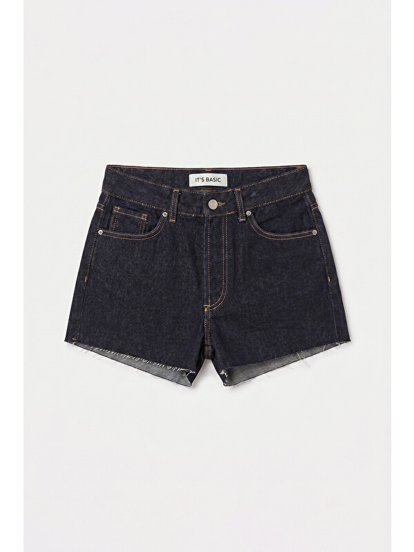 It's Basic Kadın İndigo Selvedge 7s6-50 Mini Denim Sort