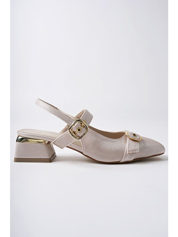 GİGİ Arkası Açık Küt Burun Çift Kemerli Kadın Günlük Klasik Kısa Topuklu Ayakkabı - Görsel 2