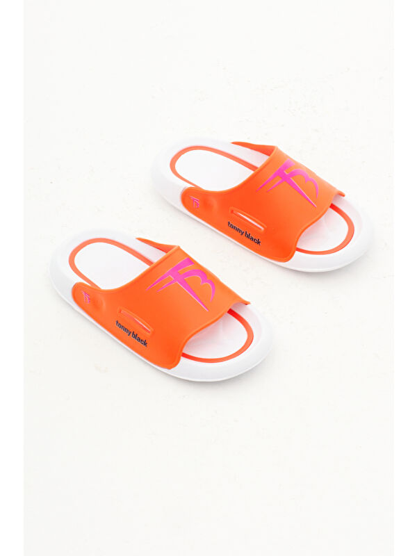 Çocuk Unisex Oranj Poli Taban Logolu Terlik - Görsel 4