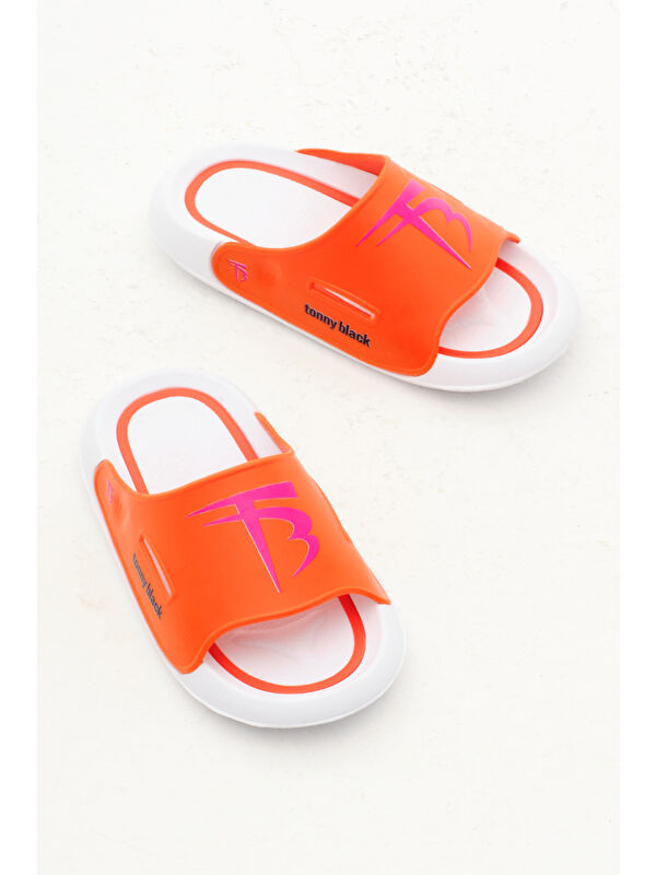 Çocuk Unisex Oranj Poli Taban Logolu Terlik - Görsel 5