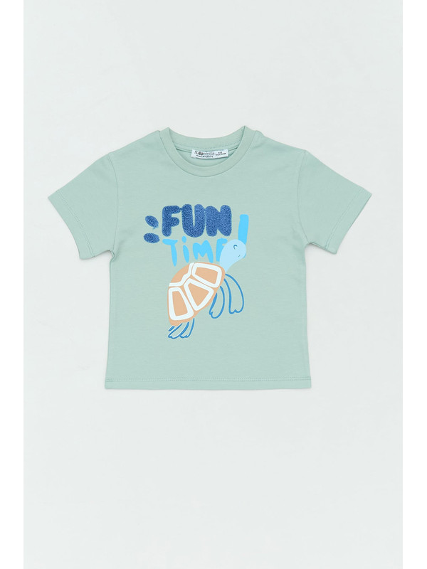 Fullamoda Fun Nakışlı Bisiklet Yaka Erkek Çocuk Tişört