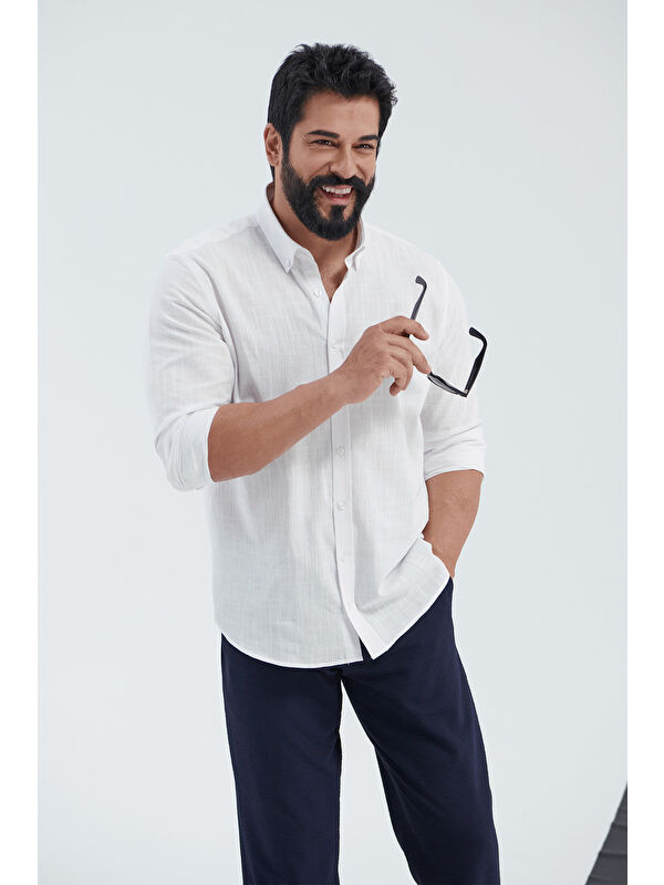AC&Co / Altınyıldız Classics Erkek Lacivert Slim Fit Dar Kesim Beli Bağlamalı Yan Cep Gofre Desenli Pantolon