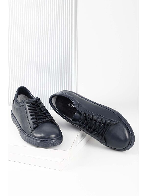 Hakiki Deri Yuvarlak Burun Bağcıklı Kadın Sneaker 24237 - Görsel 3