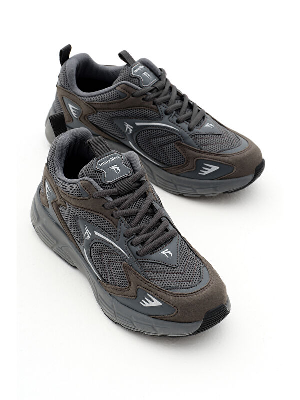 Unisex Füme Rahat Kalıp Yüksek Faylon Taban Bağcıklı Spor Ayakkabı - Görsel 4