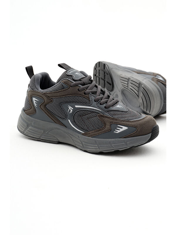 Unisex Füme Rahat Kalıp Yüksek Faylon Taban Bağcıklı Spor Ayakkabı - Görsel 5