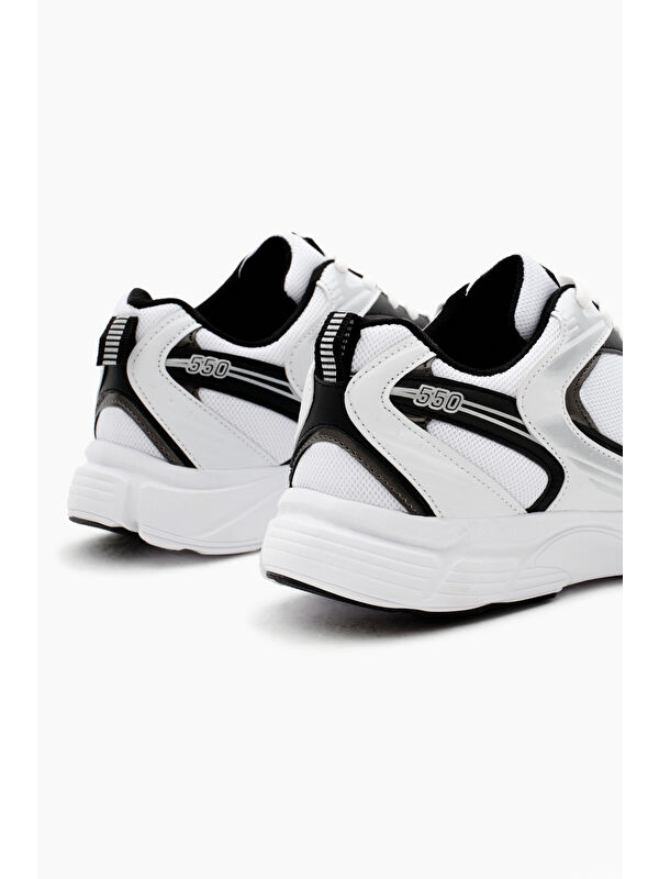 Unisex Beyaz Rahat Kalıp Faylon Taban Bağcıklı Spor Ayakkabı - Görsel 6