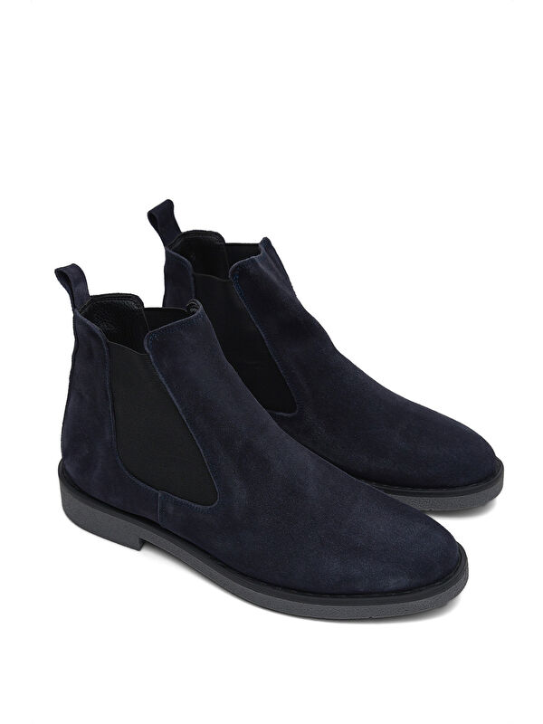 Erkek Lacivert Süet Rahat Kalıp Hakiki Süet Lastikli Bot - Görsel 3