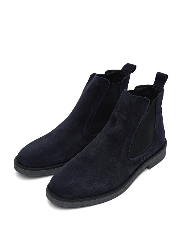 Erkek Lacivert Süet Rahat Kalıp Hakiki Süet Lastikli Bot - Görsel 4