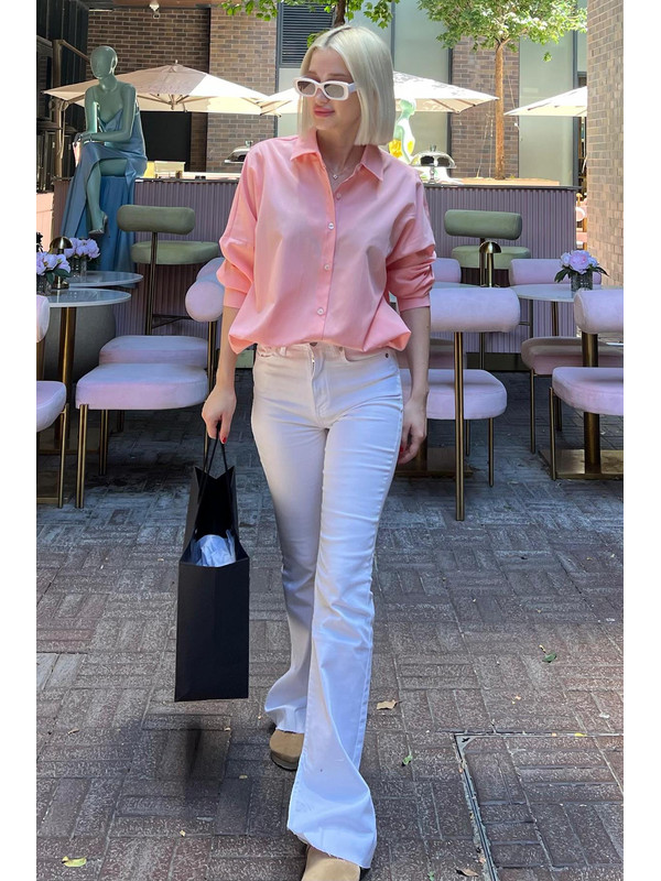 Madmext Pembe Oversize Gömlek Mg1369