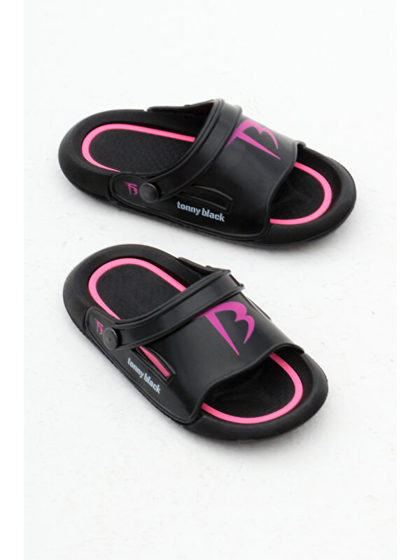 Çocuk Unisex Siyah Poli Taban Logolu Terlik - Görsel 4