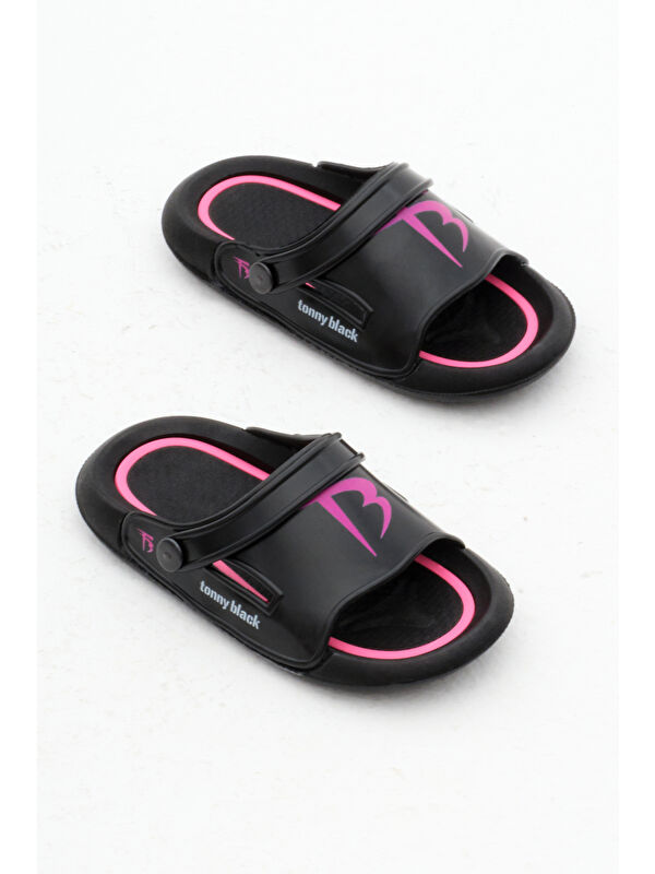 Çocuk Unisex Siyah Poli Taban Logolu Terlik - Görsel 5