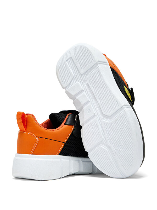 Çocuk Unisex Siyah Portakal Rahat Kalıp Cırtlı Ayakkabı - Görsel 4