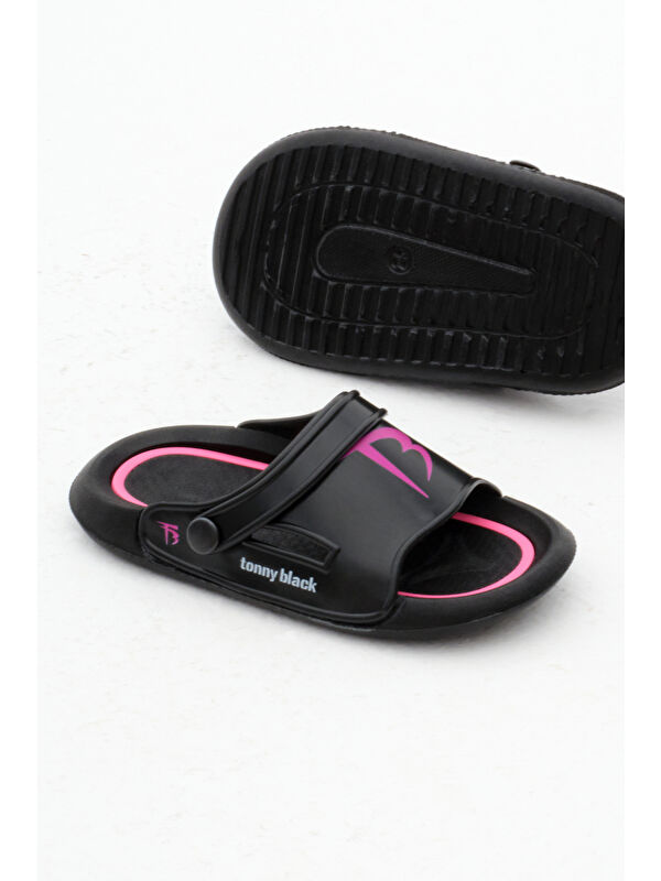 Çocuk Unisex Siyah Poli Taban Logolu Terlik - Görsel 6