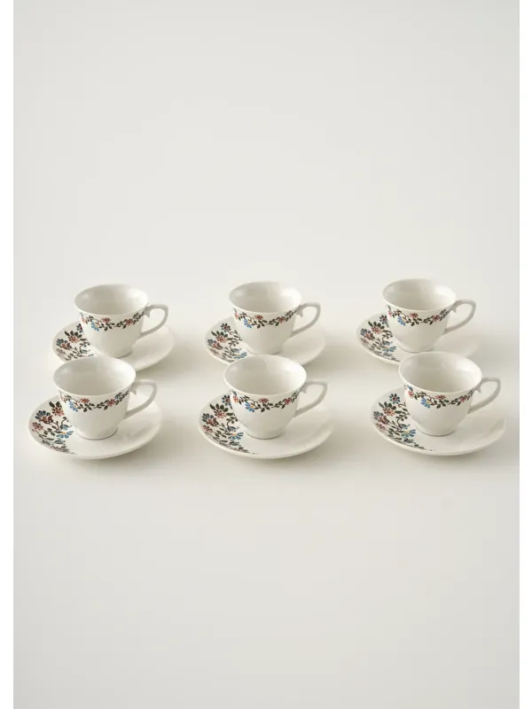Bella Maison Vintage Porselen 6'lı Kahve Fincanı Takımı Mavi