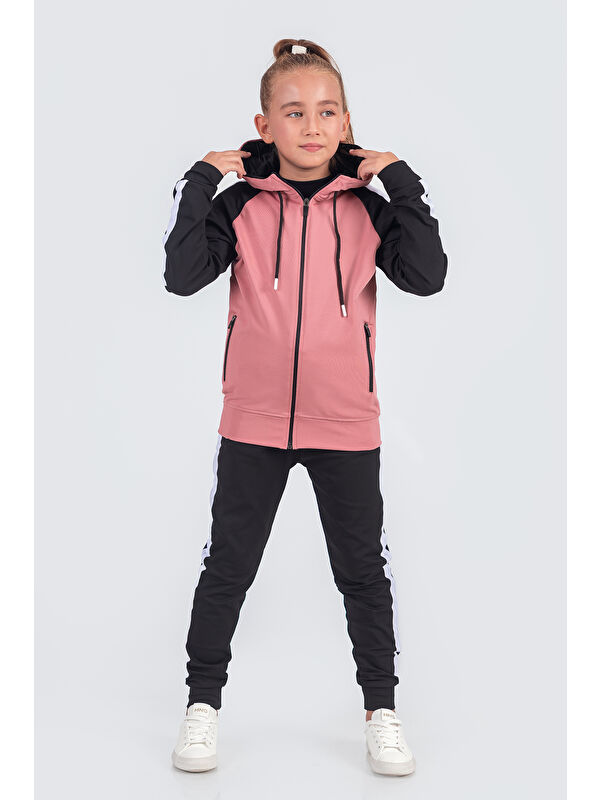 Pina Kids Unisex Şerit Detaylı Kapüşonlu Çocuk Eşofman Takımı