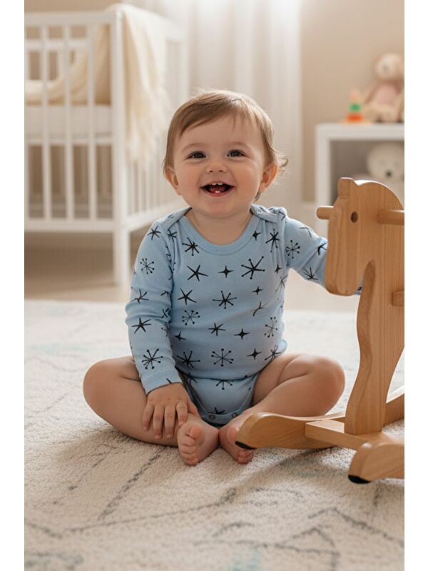 Fullamoda Yıldız Baskılı Unisex Çocuk Zıbın