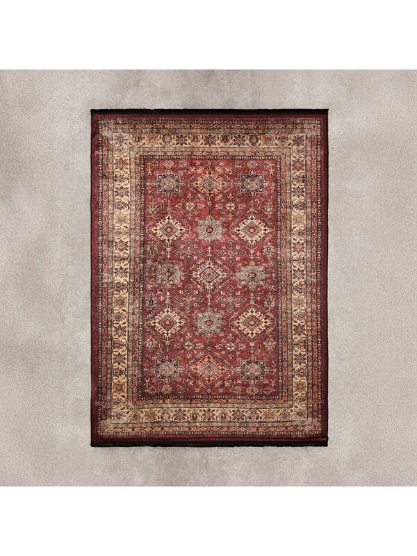 Evidea Soft Line Afgan Desenli Halı - Kırmızı - 160x230 cm