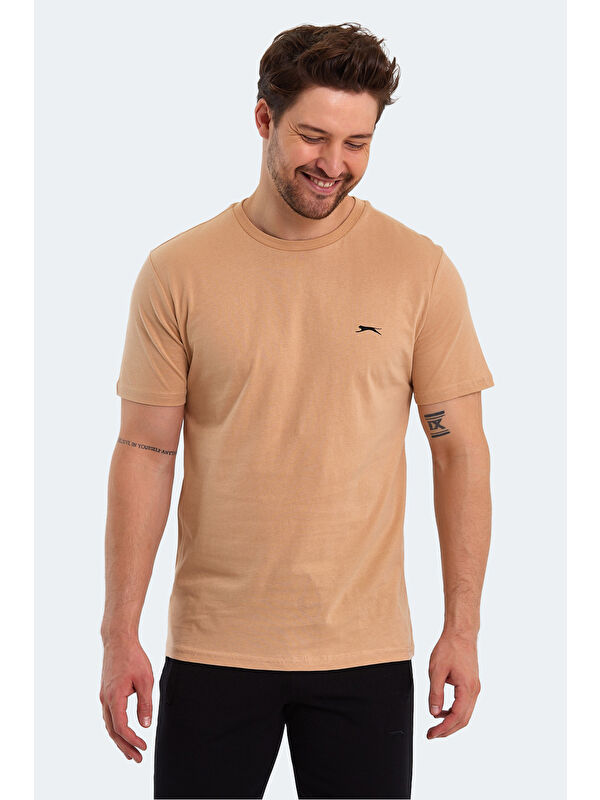 SLAZENGER PAINT Erkek Kısa Kol %100 Pamuk Tişört Bej