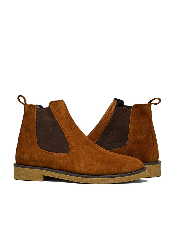 Erkek Taba Süet Rahat Kalıp Hakiki Süet Lastikli Bot - Görsel 4