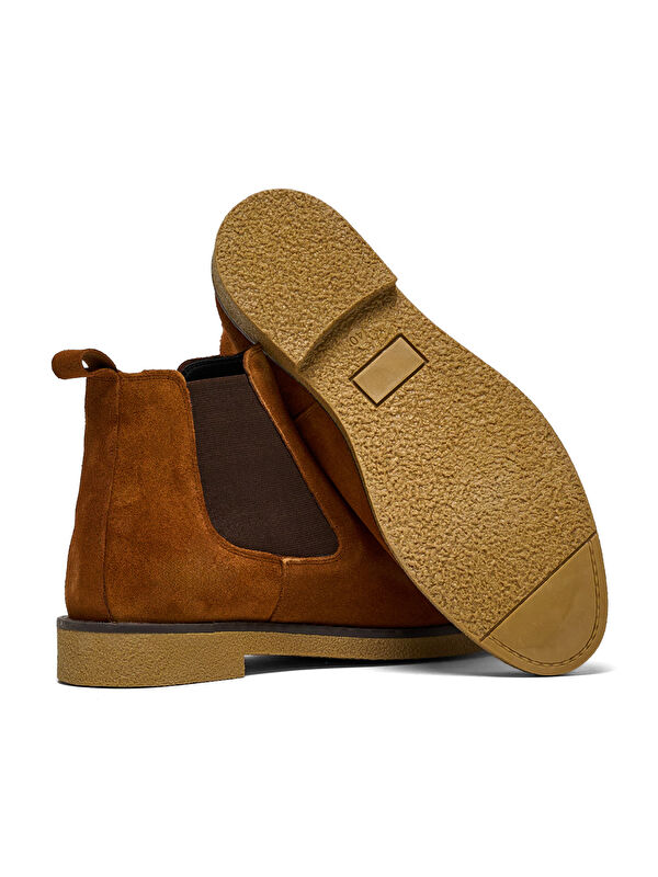 Erkek Taba Süet Rahat Kalıp Hakiki Süet Lastikli Bot - Görsel 5