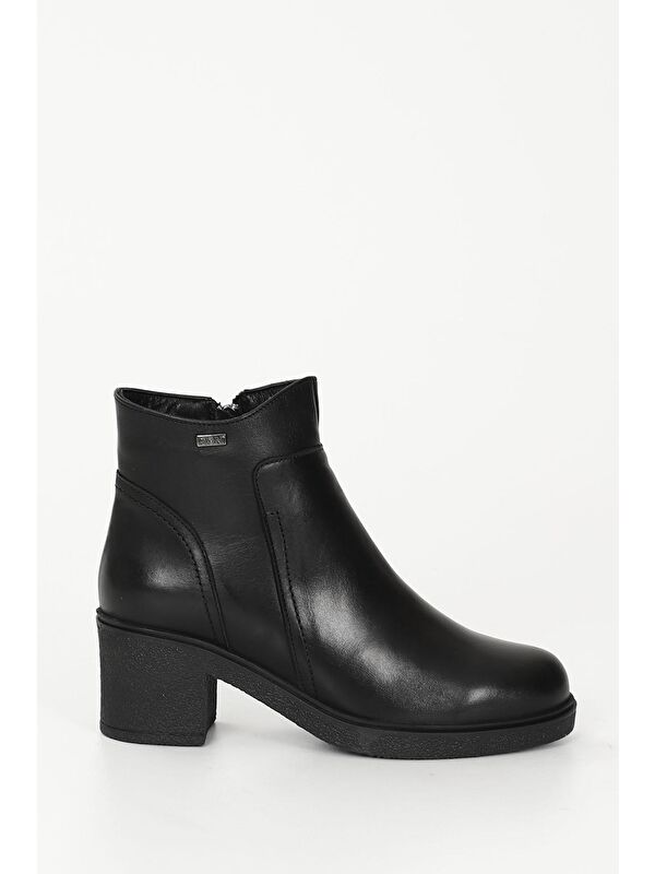 SİYAH Hakiki Deri Yuvarlak Burun Fermuarlı Kadın Günlük Bot 52423 - Görsel 5
