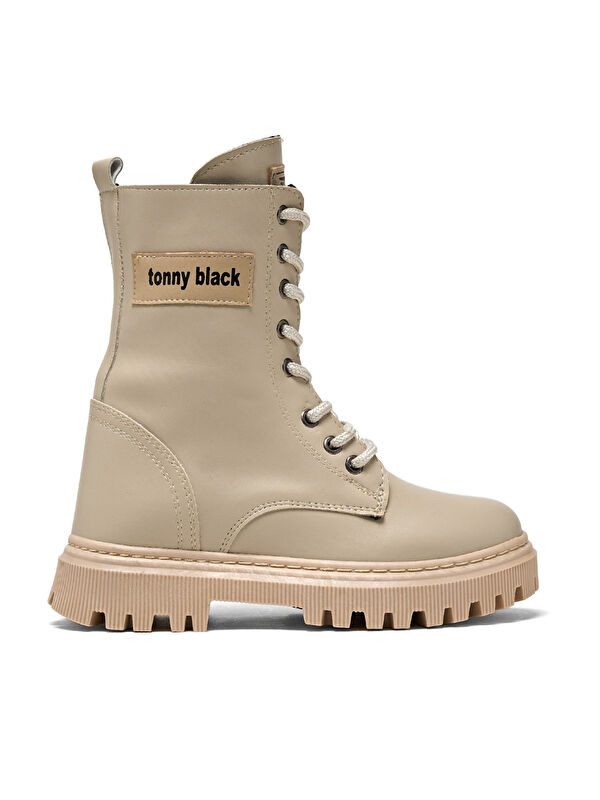 Kız Çocuk Bej Termo Taban Önü Bağcıklı Uzun Bot - Görsel 3