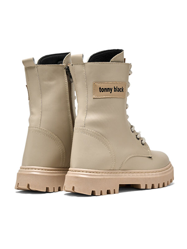 Kız Çocuk Bej Termo Taban Önü Bağcıklı Uzun Bot - Görsel 4