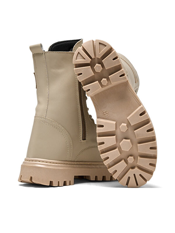 Kız Çocuk Bej Termo Taban Önü Bağcıklı Uzun Bot - Görsel 5