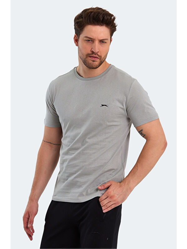 SLAZENGER PAINT Erkek Kısa Kol %100 Pamuk Tişört Gri