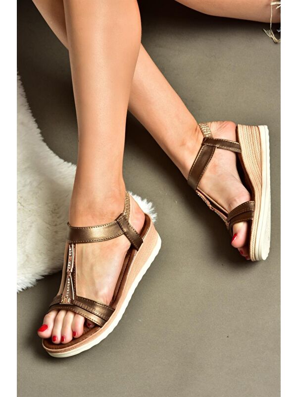 M258415709 Bakır Kadın Sandalet - Görsel 3