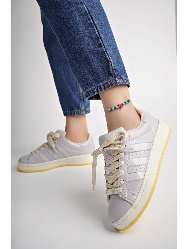 Kadın Ortopedik Günlük Bağcıklı Yürüyüş Koşu Sneaker Spor Ayakkabı - Görsel 8