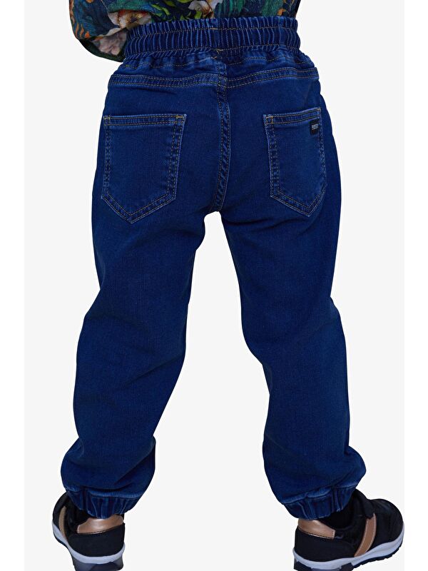 Breeze Erkek Çocuk Jean Pantolon Bağcıklı Paçası Lastikli Koyu Mavi (1.5-5 Yaş)