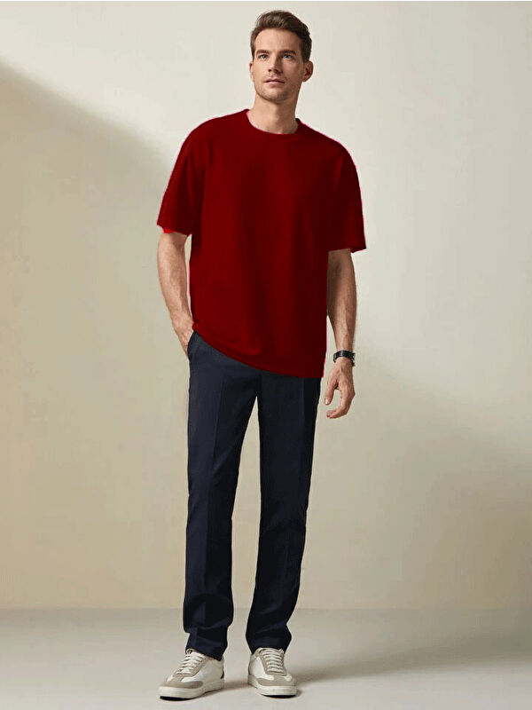 Süperlife Bisiklet Yaka Oversize Fit Erkek Tişört SPR21Y30