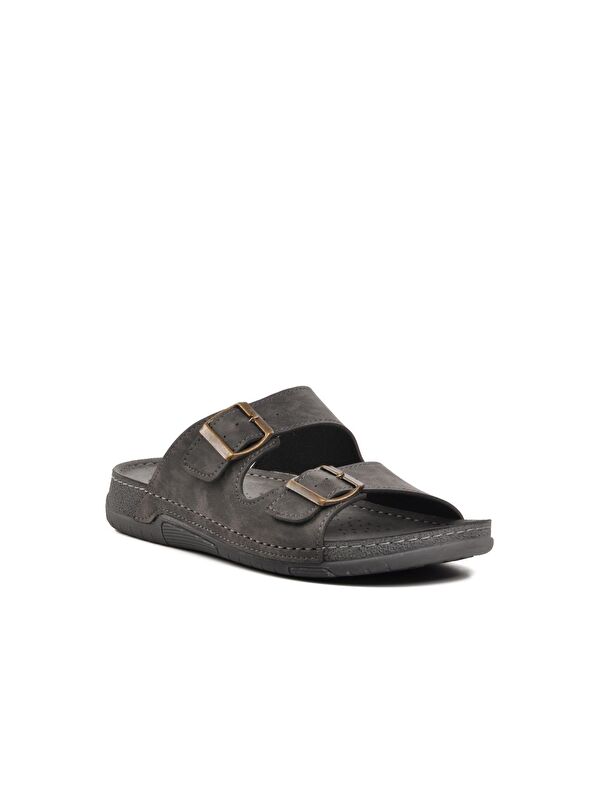 64.002 Gri Çift Bantlı Erkek Terlik - Görsel 4